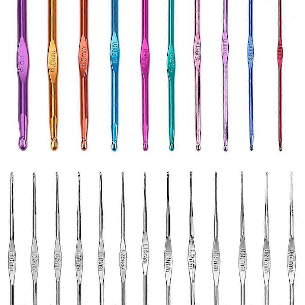 100 st Tillbehör Stickningskit 22 st Aluminium Stickor Sortiment av Krokar Verktyg Kit Rosa