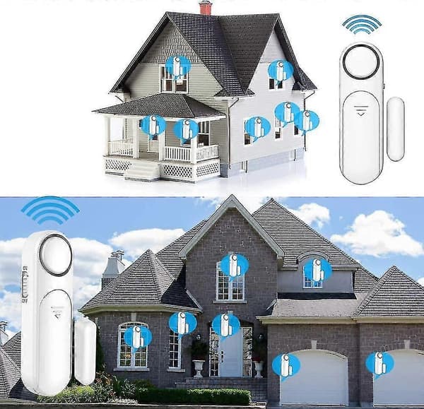 Trådløs hjemmealarm, dør- og vindusalarm, 4 moduser, trådløs magnetisk systemføler (2-pakning)