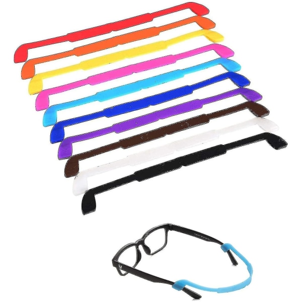 10 stykker silikone brillerem, brillereholdere Sports Anti-skrid elastik
