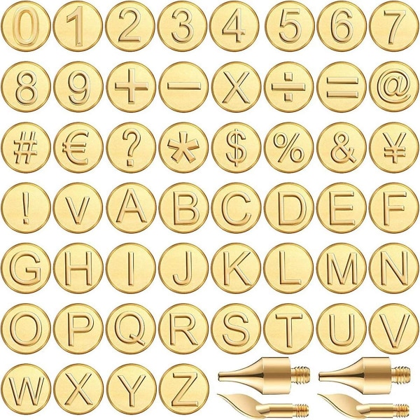56 stykker træbrænderspids brev træbrænderspids sæt inklusive alfabetnummer til træhåndværk DIY prægning udskæring