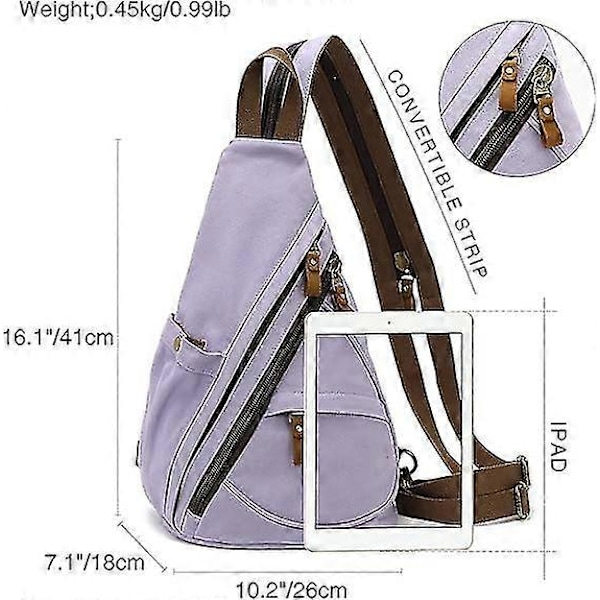 Canvas Sling Bag - Liten Crossbody Ryggsäck Axelväska Casual Daypack Rucksack För Män Kvinnor