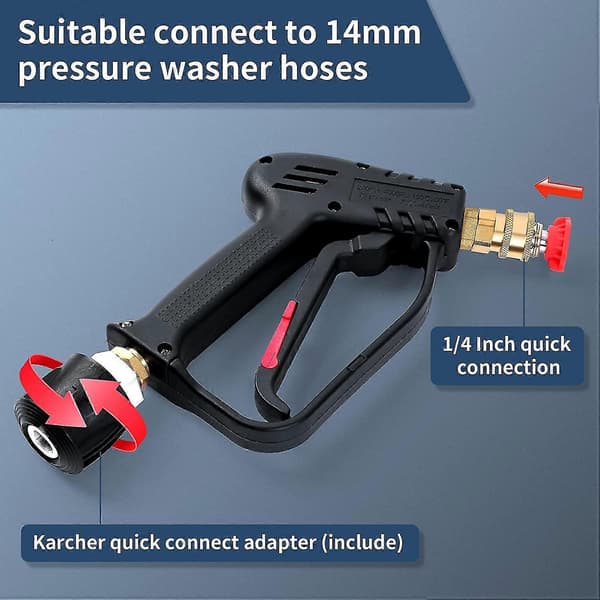 Højtryksrenserpistol, 4000 Psi 280 bar, M22 (14 mm) interface indeholder Karcher Quick Connector, 5 vanddysespids
