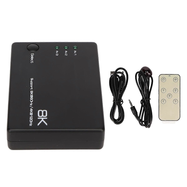 8K HD Switch 3 In 1 Ut 40Gbps Snabb Stabil Fjärrkontroll Plug and Play HD Multimedia Switch för TV Projektor PC YEMMA