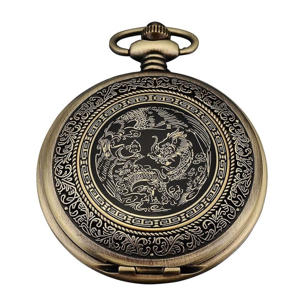 Quartz Pocket Watch, Analog, Bronze Box, With Dragon Series Wpk062