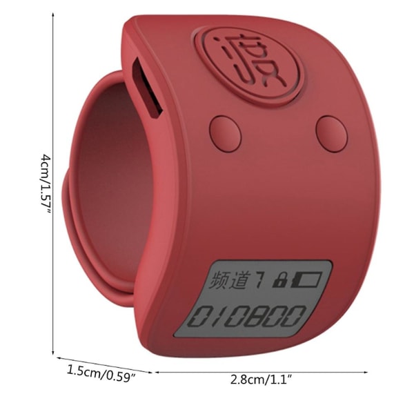 Mini digitaalinen LCD elektroninen sormisormus käsilaskuri 6 numeroa ladattavat laskurit Clicker-punainen