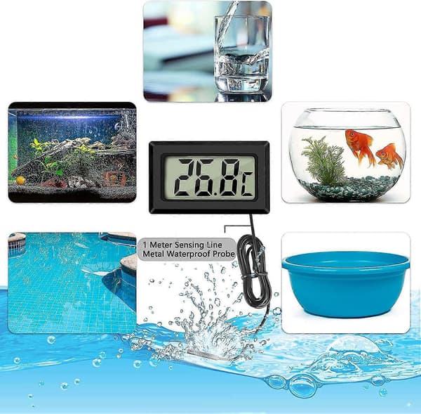 Mini Digital LCD Termometer Temperatur med Temperaturprobesensor Tester (4x Svart)