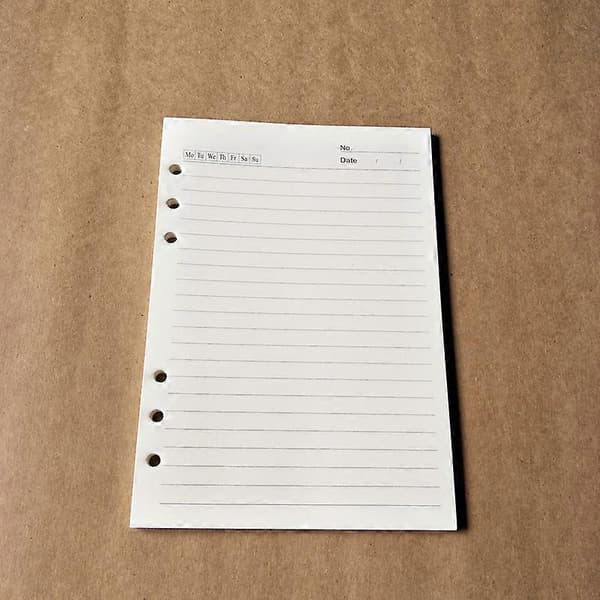 A6 Refill Papir 80 Sider A6 Løst Papir 6 Huller Notesbog Refill til 6 Ring Refillable Binder Notesbog Planner