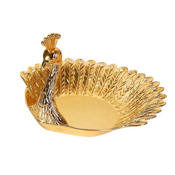 Guldpåfåglar Frukttallrik Metallbricka Skål Delikat förvaringsplatta för godisprydnadssaker Smycken Snack Tr
