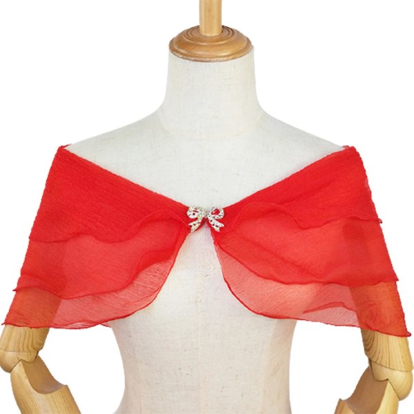 Gauze Shawl With Bow Clip (red) (1pcs)