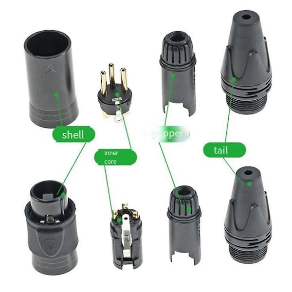 3-pins Vanntett XLR Mikrofon Audio Plugg XLR Balansert Hode Hunn Gjenget Hode, A