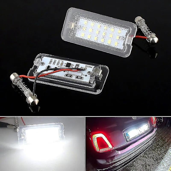 2x Passer til Fiat 500 / Abarth 500 2007-2016 Canbus Xenon Hvid Led Nummerpladelys Udskift Oem 51800482 Wigslar