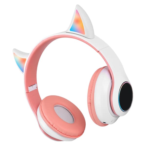 Sammenleggbare Bluetooth Hodetelefoner HiFi Glødende Effekt Lett Komfortabelt Søtt Trådløst Headset Rosa