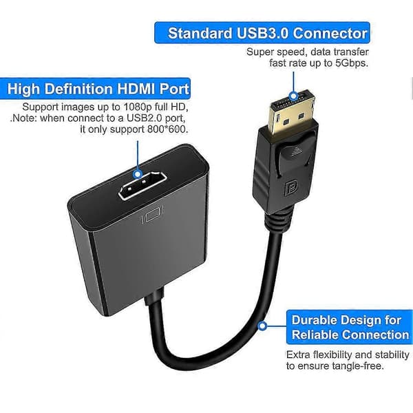 Hd 4k Displayport 1.2 Dp Til - Fe Video O Hdtv Adapter Konverter Ple Mon