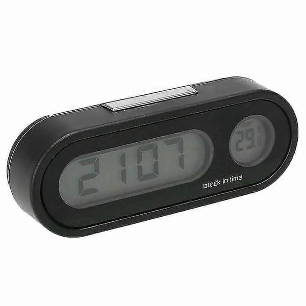 2 I 1 LCD Digital Bil Elektronisk LED Ur Termometer M/ Baggrundslys Sort - SFYGV