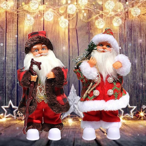 Elektrisk Musik Jultomte Docka Ornament Skakande Huvud Fötter Sjungande Dansande Juldockor Julklappar Heminredning