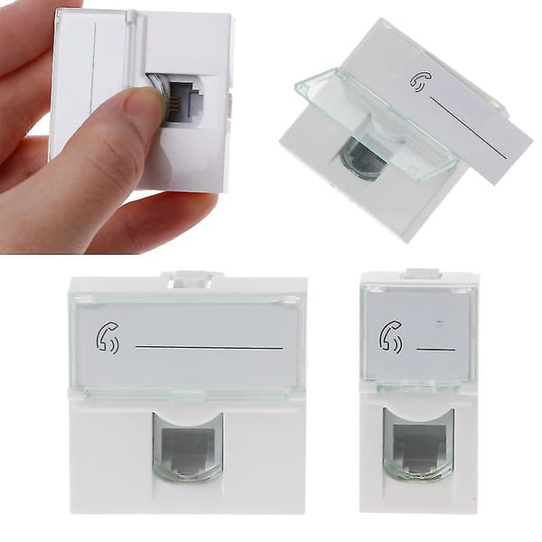 1-pack Cat3 Telefon Keystone Jack Telefon Keystone Kopplare Rj11 Cat3 Vit