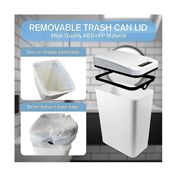 Automatisk Beröringsfri Badrumspapperskorg med Lock Vit Smal Smal Plast Smart Rörelsesensor