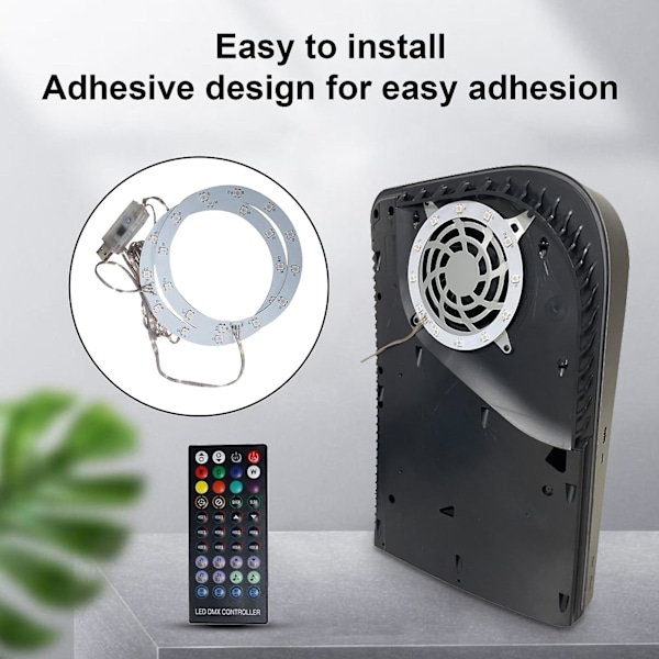 Dekorativ LED-remsa med upphämtningsfunktion, kylfläkt för konsol, USB-fjärrkontroll, RGB-bandlampa för PS5