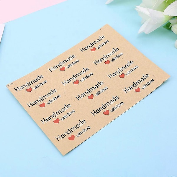 120x Vintage Håndlavet Med Kærlighed Pakke Etiket Kraft Klæbende Stickers Bage