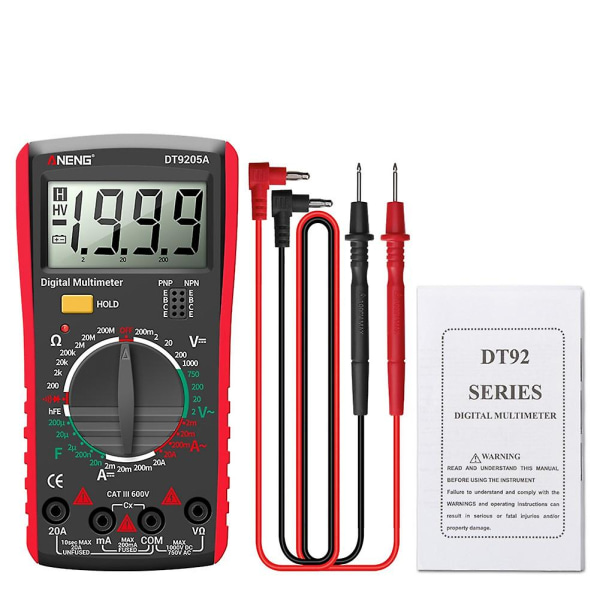 Aneng Dt9205a Digital Multimeter AC/DC Transistor Tester Elektrisk Ncv Test Meter Profesjonell anal