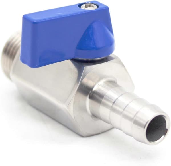 Rustfritt stål 304 Mini Kuleventil BSP Hann x Slangeadapter Kuleventil Hannadapter 1/2\" x12mm