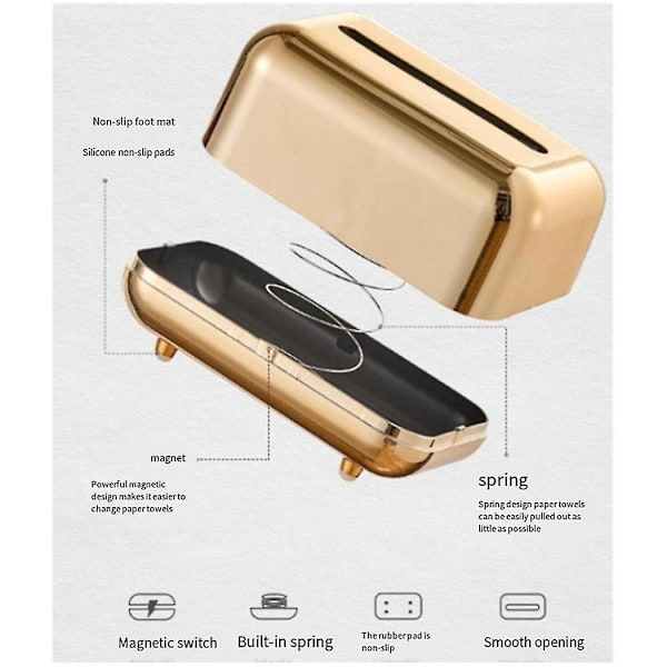Luksus gyldne vævsboks opbevaring serviet holder papir etui organizer ornament håndværk skrivebord