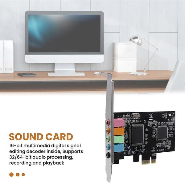5.1 Internt Lydkort for Windows 10 med Lavprofilbrakett, 3D Stereo PCI-E, CMI8738 Chip 32/64 Bit Lydkort PCI