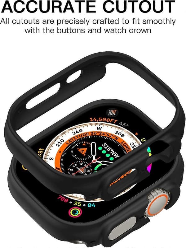 Støtsikker Ultratynn Hard PC Bumper Deksel For 49mm (svart)