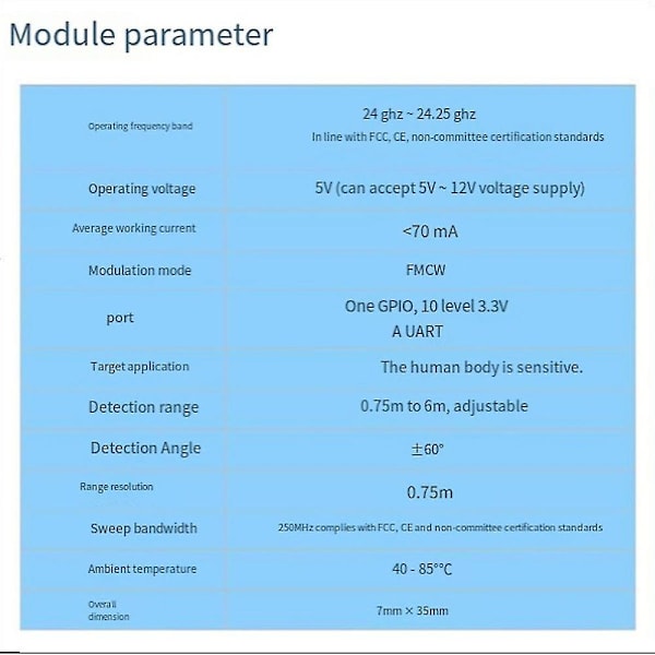 Mini LD2410b Høysensitiv 24 GHz Radar Sensormodul for Detektering av Menneskelig Tilstedeværelse
