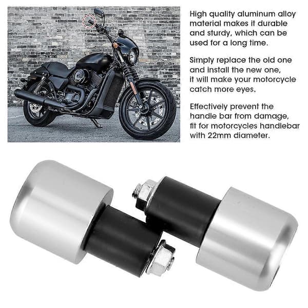 2 stk. Motorcykel Modificeringstilbehør Styrstang Endeprop til 22 mm Diameter Styrstang (Sølv)