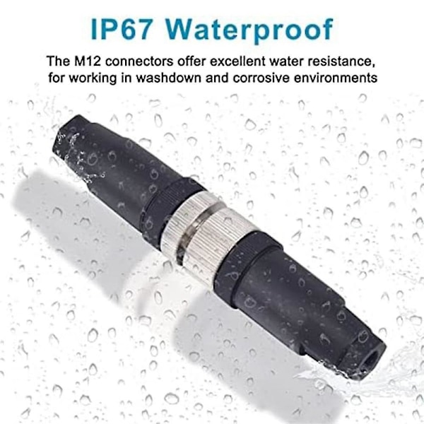 M12 4-nastainen uros- ja naarasliitinpaneeli, ilmailujohtoliitin, 12 mm:n teollinen pyöreä liitin, Ip67