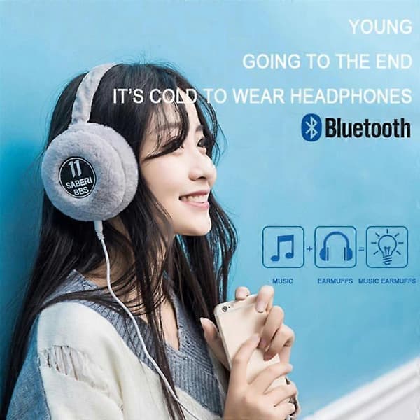 Trådløse Bluetooth hovedtelefoner Varme bløde ørevarmer hovedtelefoner til kvinder piger Pink