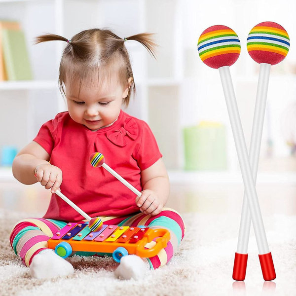 14 stk Lollipop Trommestikker Runde Regnbue Hammer Percussion Sticks Plast Trommestikker For Barn