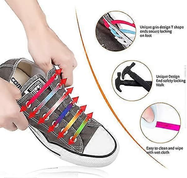 Elastiske silikone vandtætte sneakers sko snørebånd - Snørebånd uden binding