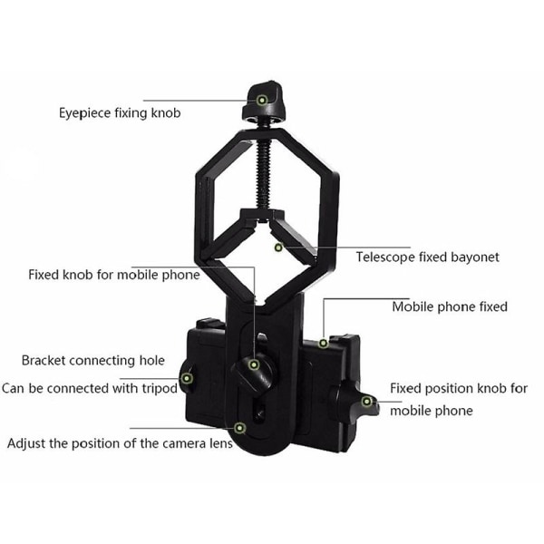 Kikkert Teleskop Mikroskop Utendørs Tilbehør Bærbar Universal Mobiltelefonadapter Brakett