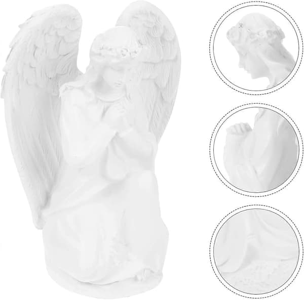 Bedende Engel Statue Engel Statue til Hjemmehave Resin Minde Engel Skulptur Udendørs og Indendørs