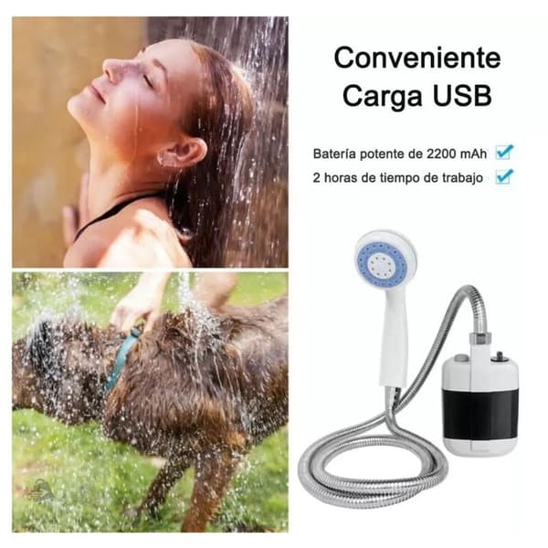 OEM – Batteridriven bärbar campingdusch – ABS-material – 1,5 m slanglängd – 4-5L/min flödeshastighet för utomhusbruk