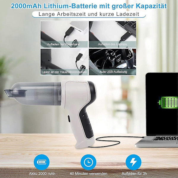 Sladdlös Luftblåsare Handhållen Portabel Luftdammvippa Mini 9000pa Trådlös Bil Dammsugare - 4in1 120w