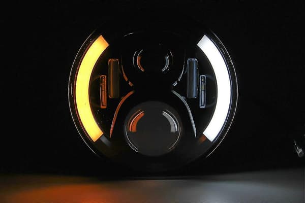 Motorcykel Harley Davidson 7 Tommer LED Forlygte med DRL Blinklys - Sort (1 Stk)