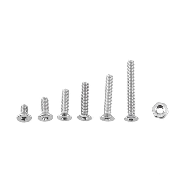 250 stk. M2 Hex Socket Skruer Bolt Med Hex Møtrikker Sortiment A2 Rustfrit Stål (Fladt hoved) YEMAA