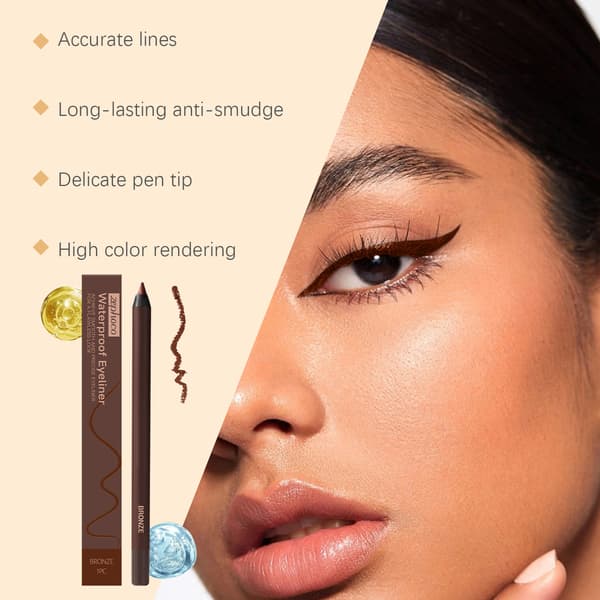 2 stk. Zephoco Bronze Vandfast Eyelinerblyant, Vandfast, Smudsafvisende, Silkeblød Eyeliner Gelblyant 2Pcs