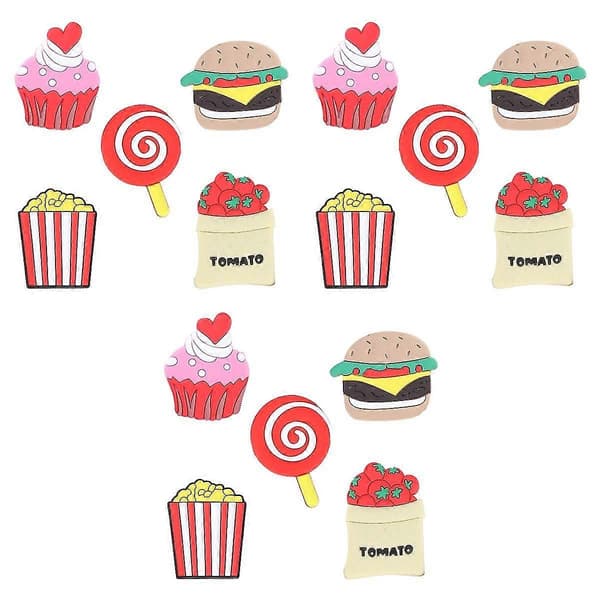 15 stk. Kreative Popcorn Kage Burger Tomater Pose Lollipop Køleskabsmagneter Sæt