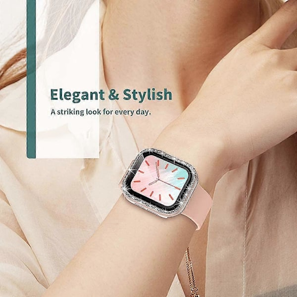 [2-pack] Skal kompatibelt med Apple Watch Series 3/2/1 42mm med inbyggt skärmskydd i härdat glas, Bling Crystal Diamond Face Cover för kvinnor