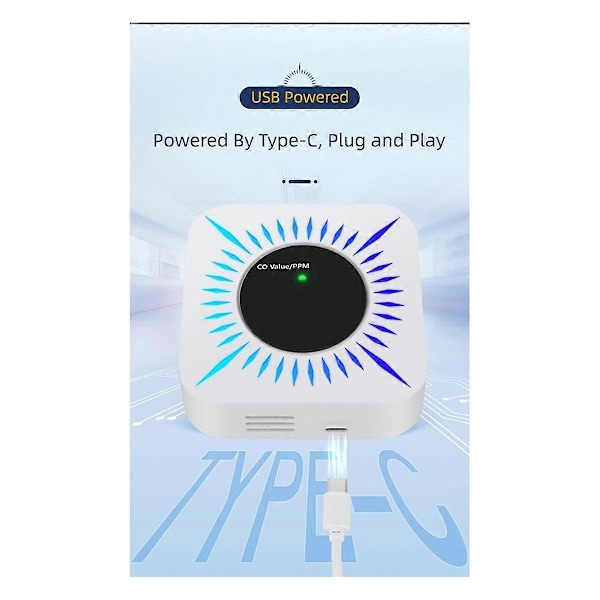 Tuya Smart WiFi Zigbee Gas Kolmonoxid Detektor Multifunktionellt Larm 80DB Larm APP Trådlös Kontroll(B)