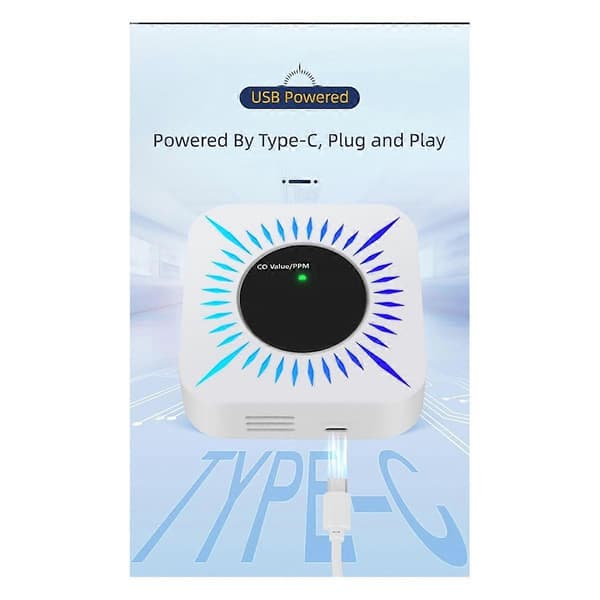Tuya Smart WiFi Zigbee Gass Karbonmonoksiddetektor Multifunksjonell Alarm 80DB Alarm APP Trådløs Kontroll(B)