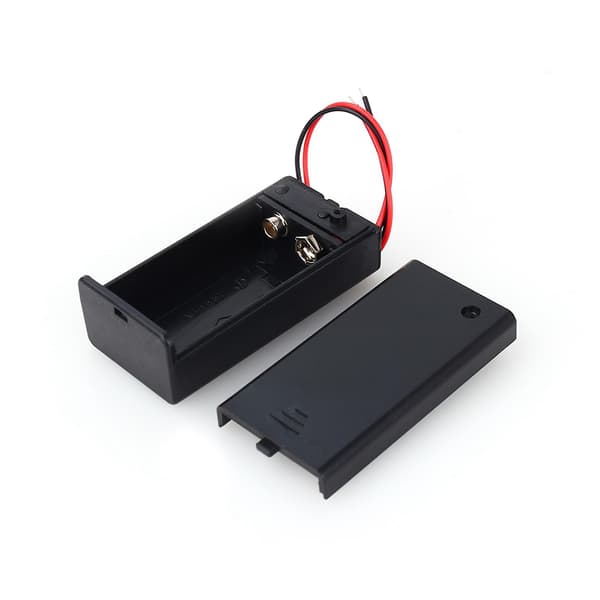 Holdbar 9V Volt Batteriholderboks med ON/OFF-kontakt og låg