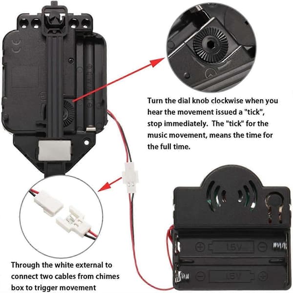 Quartz Pendel Trigger Klocka Swing Rörelse Klockspel Melodi Mekanism Klockset med 3 Par Visare D