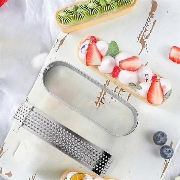 8 cm Tart Ring i Rustfritt Stål, Varmebestandig Perforert Kake Mousse Ring, Rund Ring Bakeverktøy