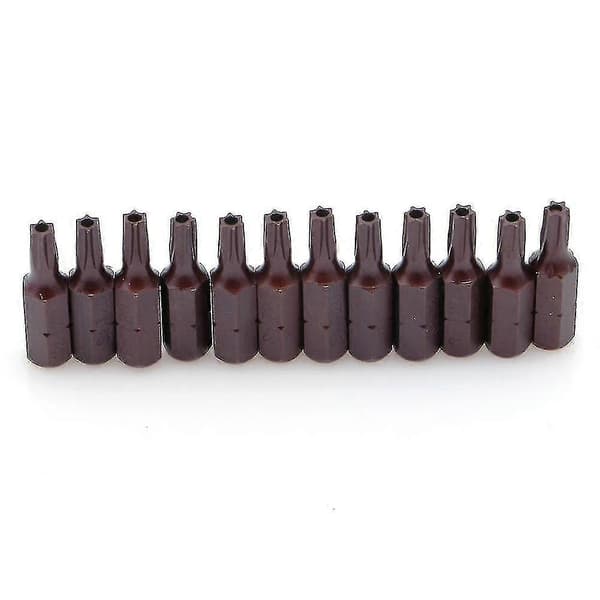 12 stk. T20 1/4\" Hex Skaft Magnetiske Torx Sikkerhetsskrutrekkerbits Med Hull 25mm