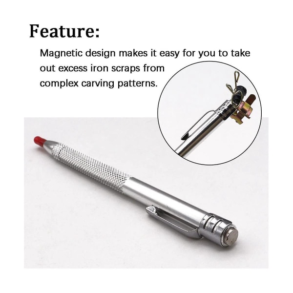 5 Pack Volframikarbidi Scriber Magneetilla, universal alumiinikaiverruskynä lasille/keramiikalle/metalle